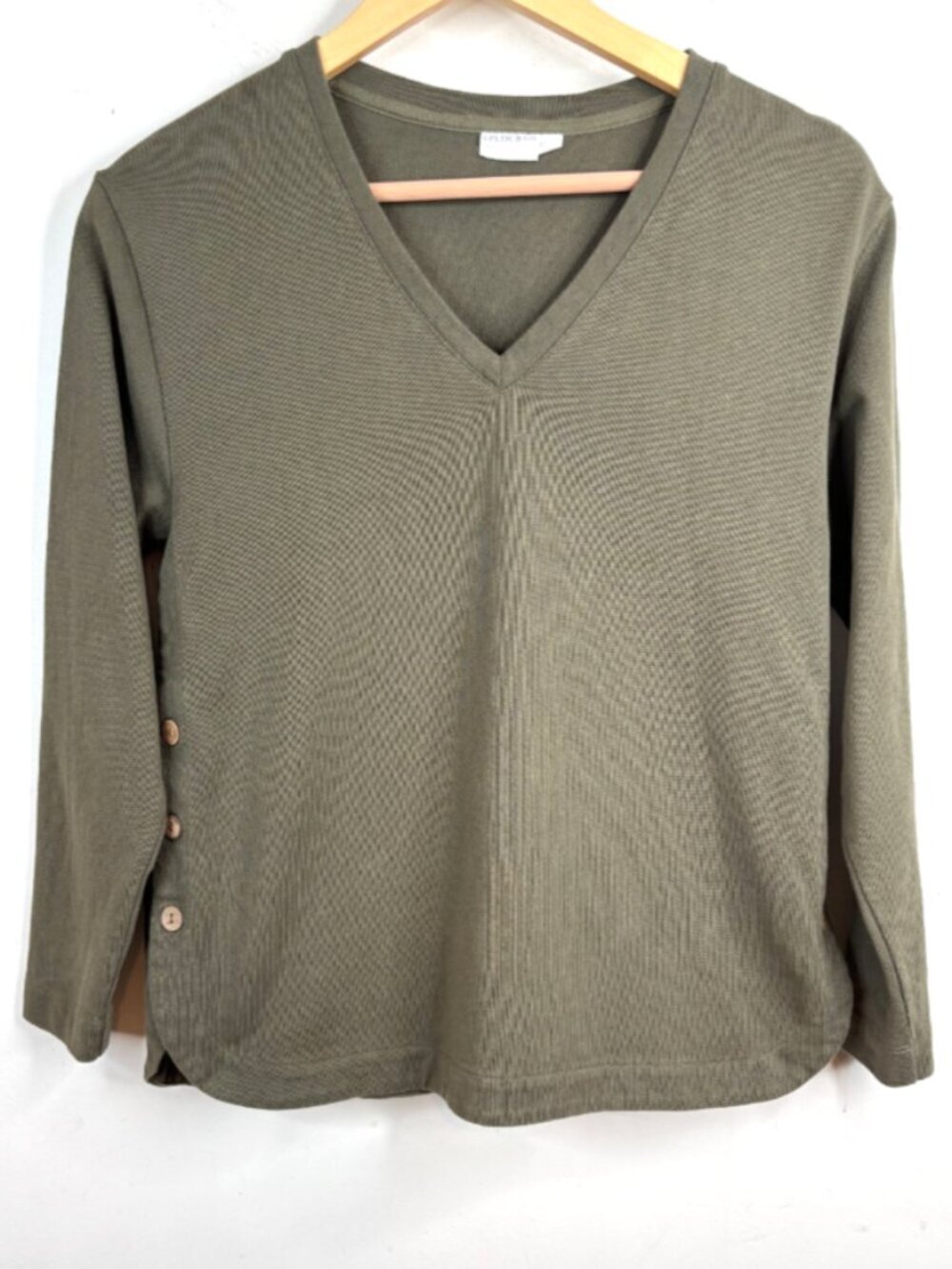 Celtic & Co Womens Olive Green 100% Organic Cotton V Neck Knit Pullover Top 6